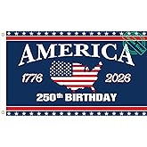 WENWELL America 250th Anniversary Flag - Double Sided, 3x5 Feet, USA Map Design, 1776-2026 250 Years Birthday Patriotic Decor for Outdoor, Front Door, Porch, Wall