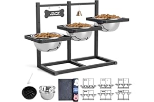 ADENGL Elevated Dog Bowls for Large Dogs, 6 Height Adjustable Raised Stand with Mat, Slow Feeding Bowl and Three 1700ML Bowls, for Large Breed and Multi-Pet Households