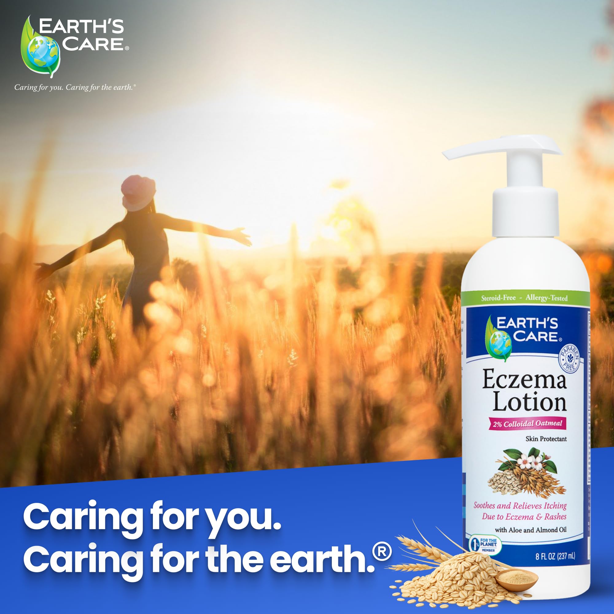 Earth's Care Eczema Lotion - Natural Lotion for Eczema - Safe and Mild Eczema Lotion for Adults and Kids - 8 Fl OZ. (237 mL)