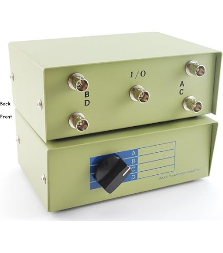 Kentek BNC 4 Way Manual Data Switch Box Female I/O ABCD Connector for BNC Coaxial Interface Video Display Monitors