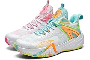 Bawcud Big Kids Basketball Shoes for Boys and Girls - Comfortable Durable Sneakers, Non-Slip Traction & Vibrant Colors for Sports Training, Indoor/Outdoor Games