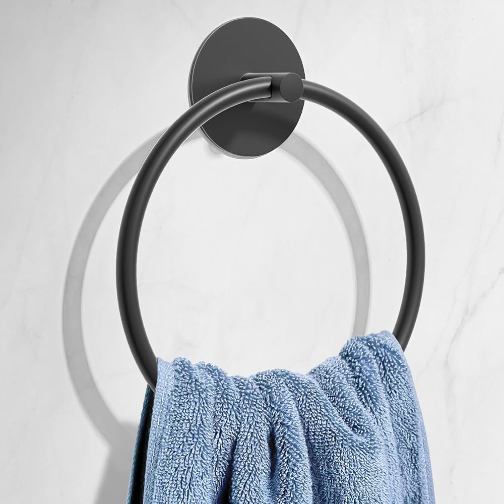 Susswiff Matte Black SUS304 Towel Ring Wall Mounted
