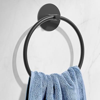 Susswiff Matte Black SUS304 Towel Ring Wall Mounted