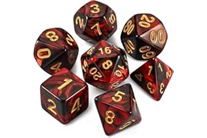 QMAY DND Dice Set -D&D Polyhedral Dice (7 Pcs) for Dungeons and Dragons (Red and Black)