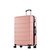 OLIXIS 20 Inch Carry-On Luggage, Hardside Suitcase with Spinner Wheels, Lightweight ABS Hard Shell Travel Luggage, TSA Approved Lock, Expandable Small Suitcase for Business & Travel–Pink