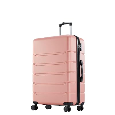 OLIXIS 20 Inch Carry-On Luggage, Hardside Suitcase with Spinner Wheels, Lightweight ABS Hard Shell Travel Luggage, TSA Approved Lock, Expandable Small Suitcase for Business & Travel–Pink