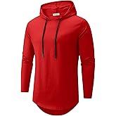 KLIEGOU Men's Hooded T-Shirt 190GSM 100% Cotton Soft Streetwear Longline Tee- Breathable Hip Hop Pullover - Pre-Shrunk