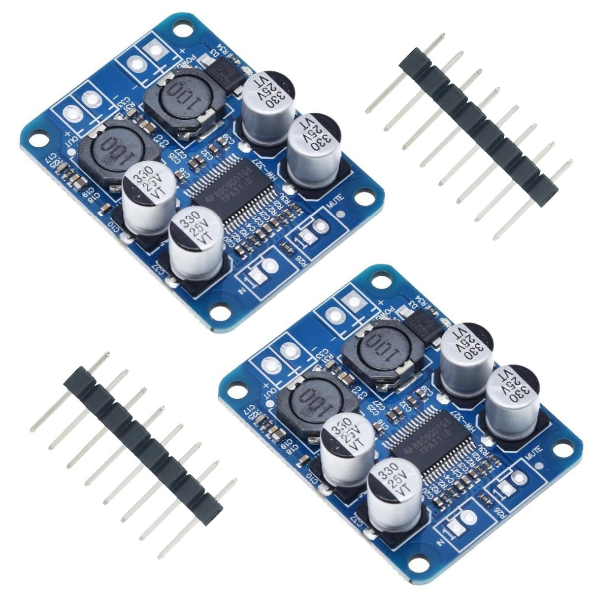 Youmile 2 Pcs DC8-24V TPA3118 PBTL Single Channel Audio Amplifier Board Mono Digtal Stereo AMP Module for Audio System with Pin Header 20 Pin