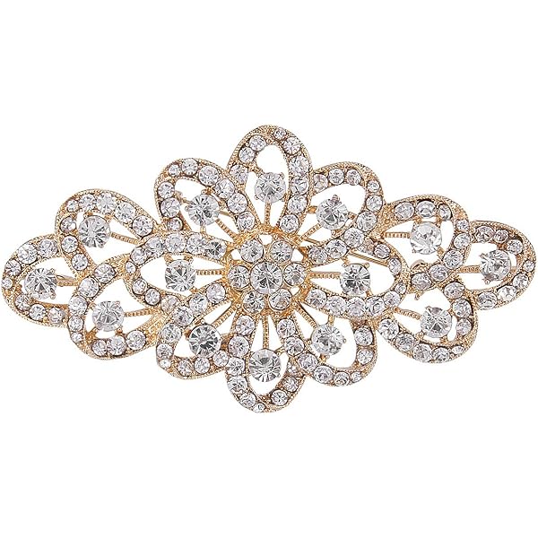 Zirconia Crystal Flower Brooch Pins For Women - Rose Gold Shiny Bouquet Jewelry Gift