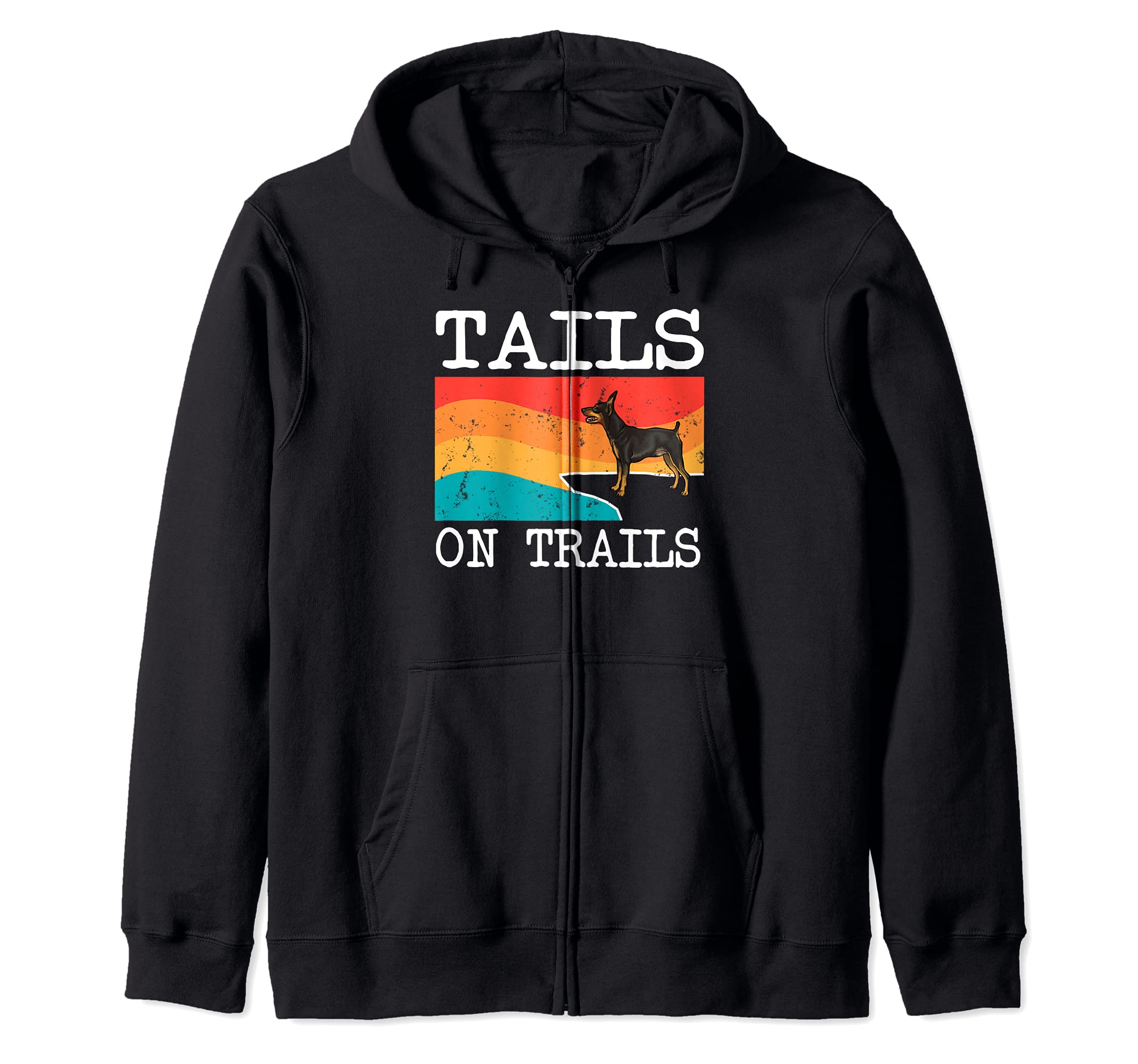 Tails On Trails Miniature Pinscher Dog Funny Hiking Zip Hoodie