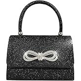 Trisapu Womens Evening Bag Sparkly Bow Clutch Purse Wedding Party Purses Glitter Rhinestone Cocktail Prom Handbags