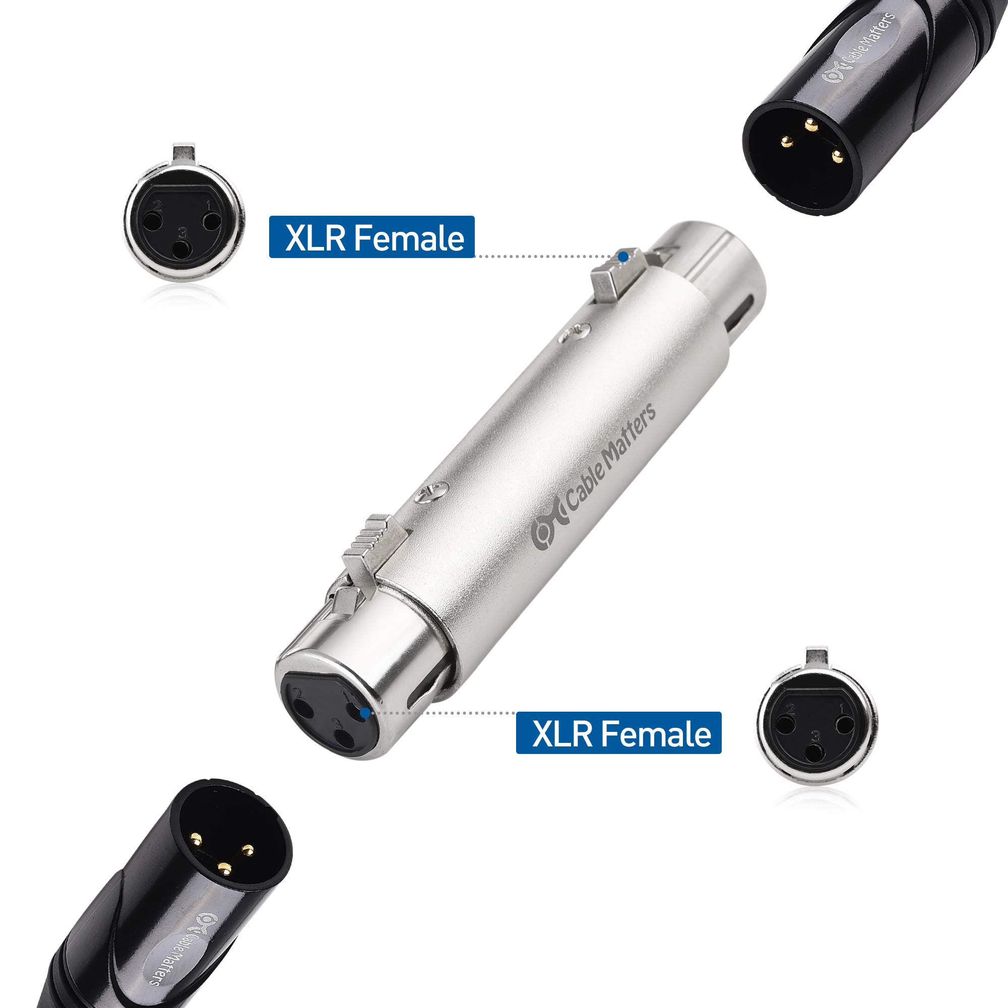 Cable Matters 2-Pack XLR to XLR Gender Changer Adapter - Female to Female