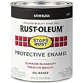 Rust-Oleum Stops Rust Brush On Protective Enamel Paint, Satin Black | Rust and Corrosion Resistant, Indoor and Outdoor Durability, Beautiful Finish on Metal, Wood and More, Quart