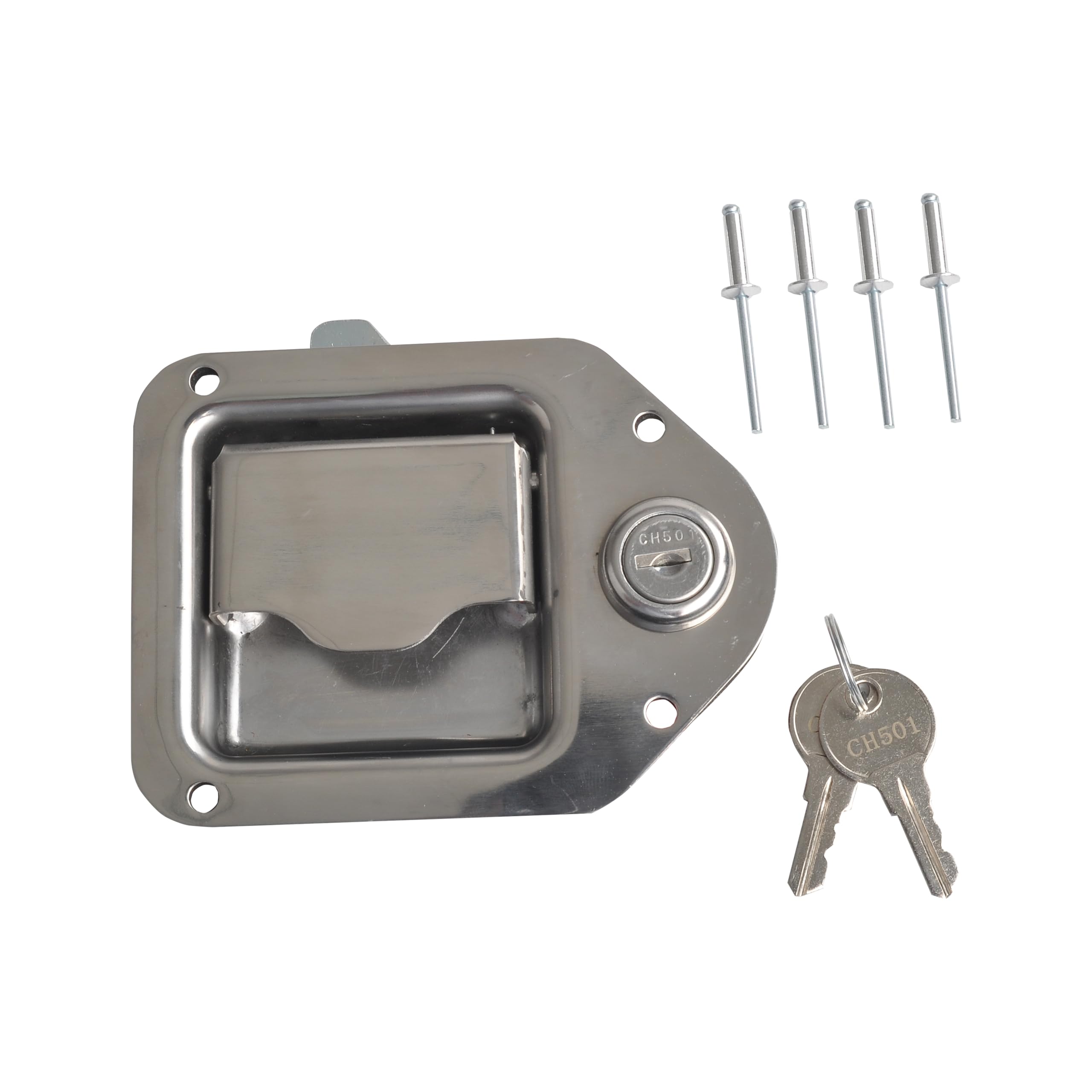 Photo 1 of FGJQEFG Truck Tool Box Latch Paddle Lock Replacement Handle 4-3/8”x 3-1/4” with 2 Keys Stainless Steel for RV, Trailer, UTV, ATV Toolbox