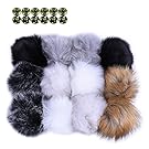 JINSEY 12pcs Faux Fake Fox Fur Fluffy Pom Pom Balls with Snap for Knitting Pompom Hat Hats Keychains Purse Charms Craft Making Supply