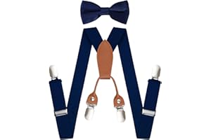 Topbuti Kids Boys Suspenders Bowtie Sets Adjustable Suspenders and Pre-tied Bow Tie with 4 Strong Metal Clips for Boys Girls