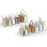 SortNStore Bag & Purse Organizer for Closet: Adjustable Clear Handbag Storage Shelf - Plastic Clutch Dividers for Closet Organizers and Storage - Keep Carteras & Pocketbook Upright