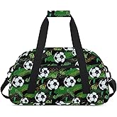 Kids Overnight Duffel Bag Boys - Sport Gym Bag Travel Duffle Luggage Bag Water Resistant lightweight Carry On Weekender Tote for Practice Workout School Sleepover (Green Sports Football)