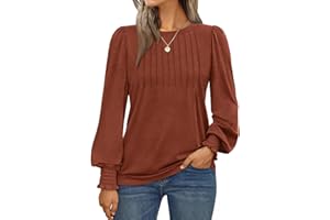 AUTOMET Long Sleeve Shirts Womens Pleated Business Casual Blouses with Smocked Cuffs