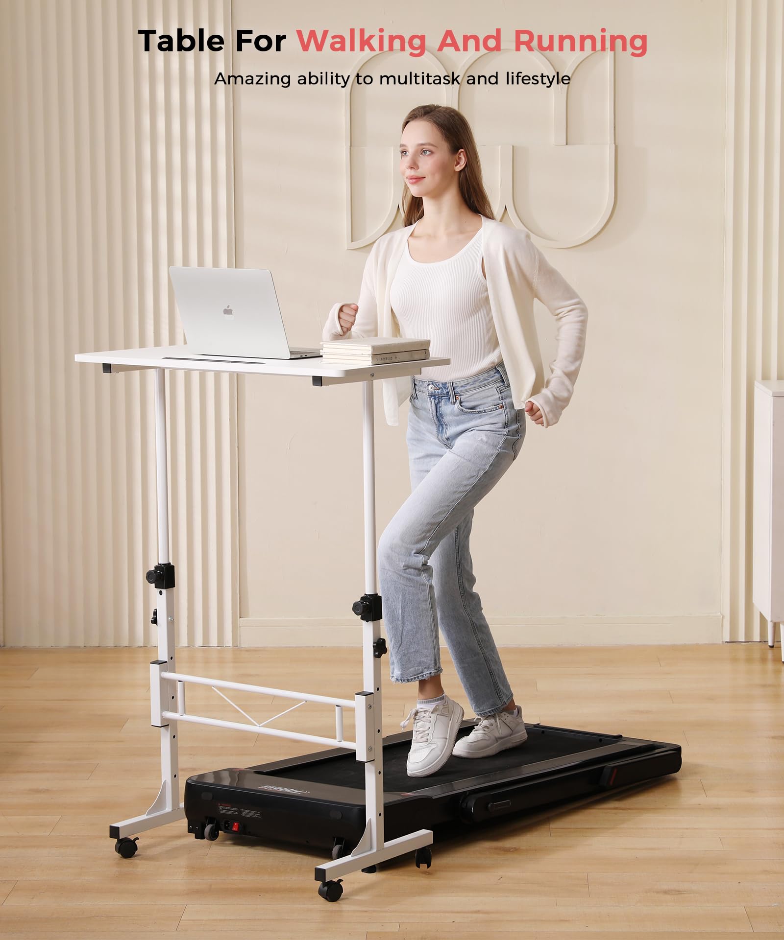 KLSMYHOKI Portable Standing Desk Adjustable Height, Small Computer, Laptop, Mobile Stand Up Rolling Desk with Wheels, Table for Home Office, 16
