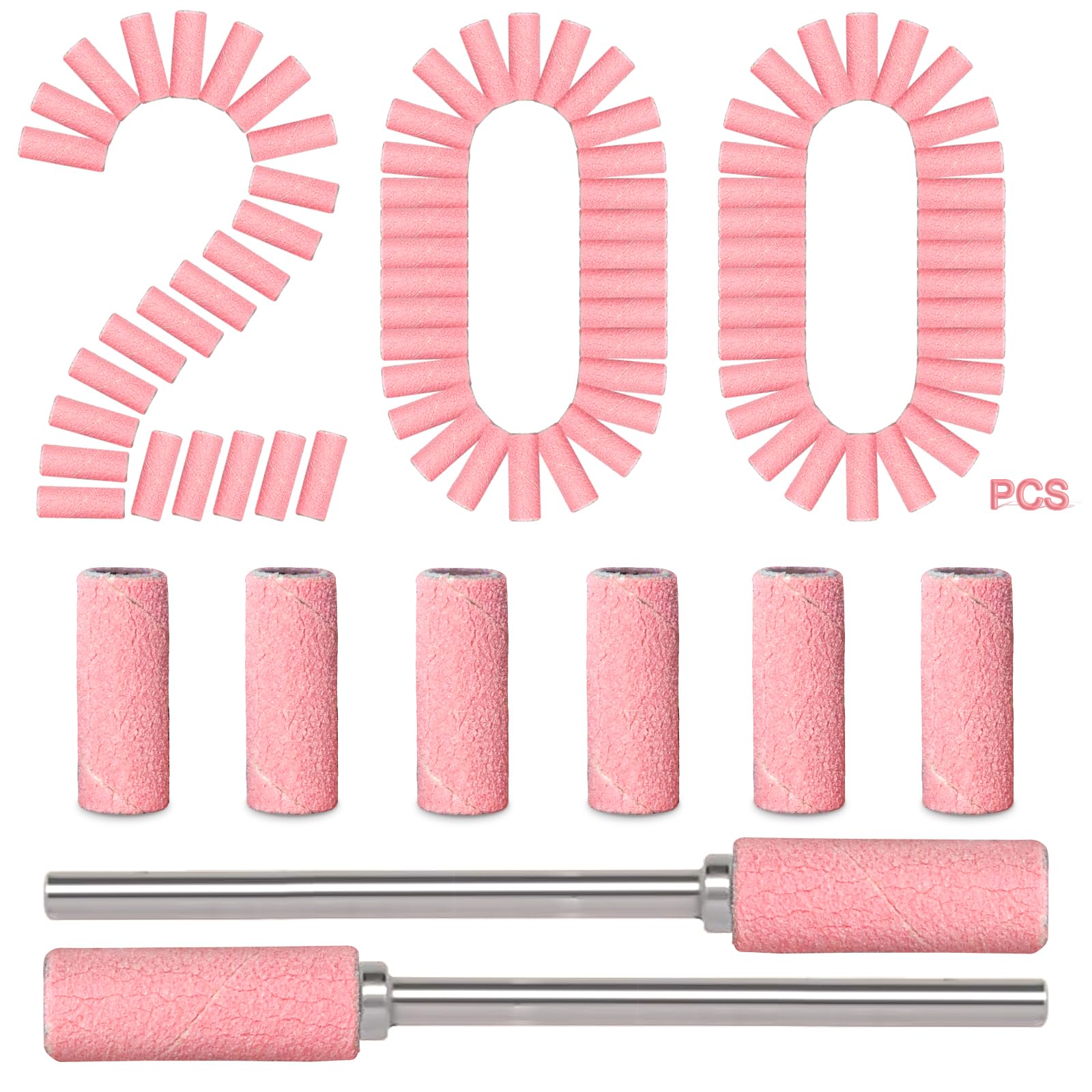 Photo 1 of BLESWIN 200pcs Small Sanding Bands for Nail Drill Bit, 240 Fine Grit with 2pcs 3mm Drill Bits, Mini Grit Sanding Bands with Polishing Natural Nails and Cleaning Cuticle for Preparation, Pink