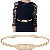 Gold Belt for Women's Dress, Metal Stretch Elastic Pendant Chain Belts for Women Fashion, Skinny Thin Gold Ladies Belts