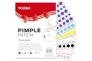 VOZRO Star Pimple Patches, Colorful Hydrocolloid Acne Patches for Face, Cute Star Pimple Patches with Salicylic Acid, Tea Tree & Centella Oil (Round,Star,Peach Shapes| 6 Sizes| 271 Count)