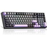 MageGee LIGHT100 Wireless Creamy Keyboard, Gasket Structure Hot Swappable, Tri-Mode 2.4G/USB-C/BT5.0 RGB Backlit Mechanical Gaming Keyboard for Win/Mac/PC, PBT Keycap, 4000mAh Battery, Purple