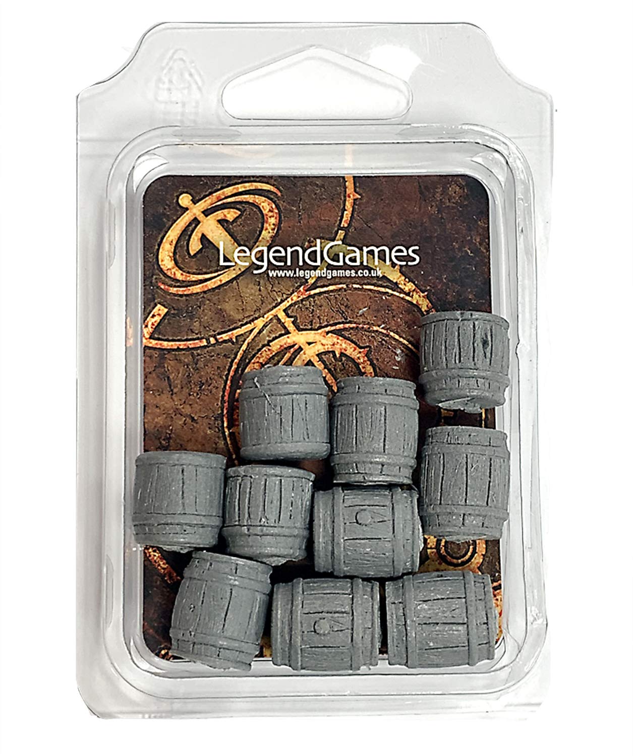 LegendGames 28mm scale Resin Barrel Set - Sealed Short Barrels Set 3 - contains 10 barrels.