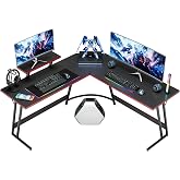 Homall L Shaped Gaming Desk Computer Corner Desk PC Gaming Desk Table | with Large Monitor Riser Stand for Home Office Sturdy Writing Workstation (Black, 51 Inch)