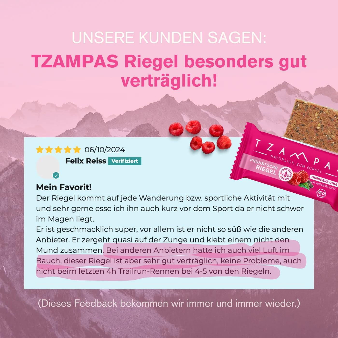 TZAMPAS Müsliriegel BIO 9x70g · Frühstücksriegel Clean Eating · Superfood Riegel · Sportlernahrung & Notfallnahrung · Try-Me Probierset 3