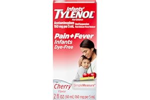 Infants' Tylenol Liquid Pain Relief and Fever Medicine, Oral Suspension, Dye-Free Acetaminophen for Sore Throat, Headache & Teething, Fever Reducer for Kids; Cherry Flavor, 2 fl. oz.; Pack of 1