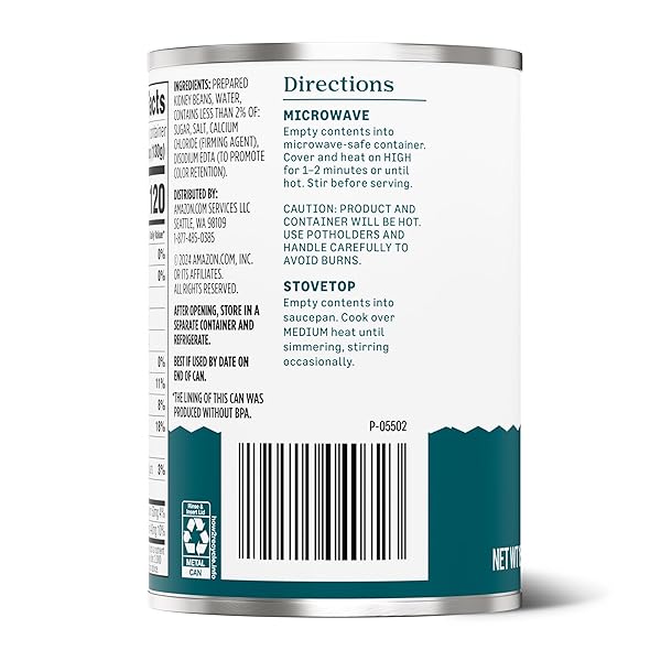 AMAZON GROCERY, CANNED DARK RED KIDNEY BEANS, 15.5 OZ