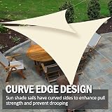 Yeahmart 3m Triangle Sun Shade Sail with Fixing Kit Cream 98% UV Block view 3