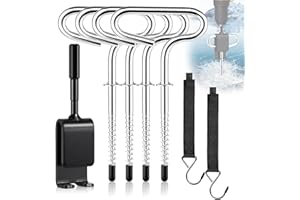 Ecmln 7PCS Ice Anchor Tool Kit,Ice Anchor Drill Adapter Kit,Ice Fishing Shelter Stake Nail with Ice Fishing Shelter Coat Hooks, Ice Fishing Anchors Tool Set for Ice Ins