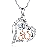 CRMAD 10/16/18/20/30/40/50/60/70/80/90/100th Birthday Gifts for Women Sterling Silver Heart Moissanite Diamond Necklace Mothers Day Christmas Jewelry Gifts for Mother Grandma Nana