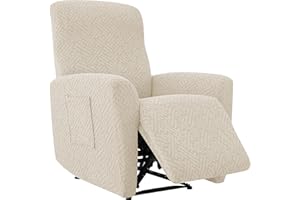 FUANGUI Recliner Chair Covers 4-Pieces Small Recliner Cover for Recliner Chair, Non Slip Covers Washable Lazy Boy Recliner Slipcovers/Furniture Protector for Kids, Dog, Living Room, 04