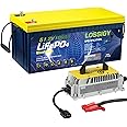 LOSSIGY 48V 100AH Golf Cart LiFePO4 Battery with 48 Volt 18A Lithium Charger, Prefect for RV Solar System, Built in 200A Bluetooth BMS, Peak Current 1000A(3-5s), 10 Yrs Lifespan