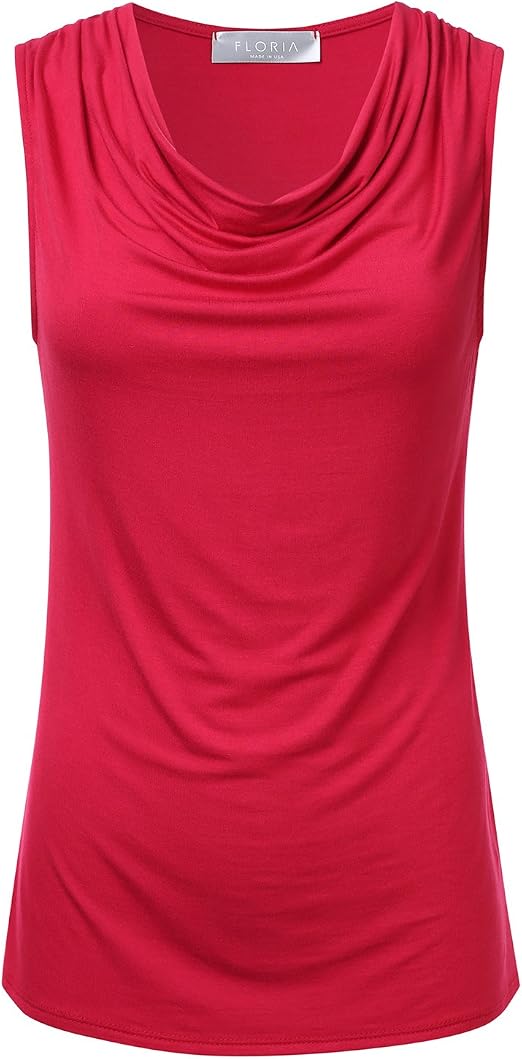 Women's Draped Cowl Neck Tank Top – Ruched Sleeveless Blouse For Work, Casual Wear