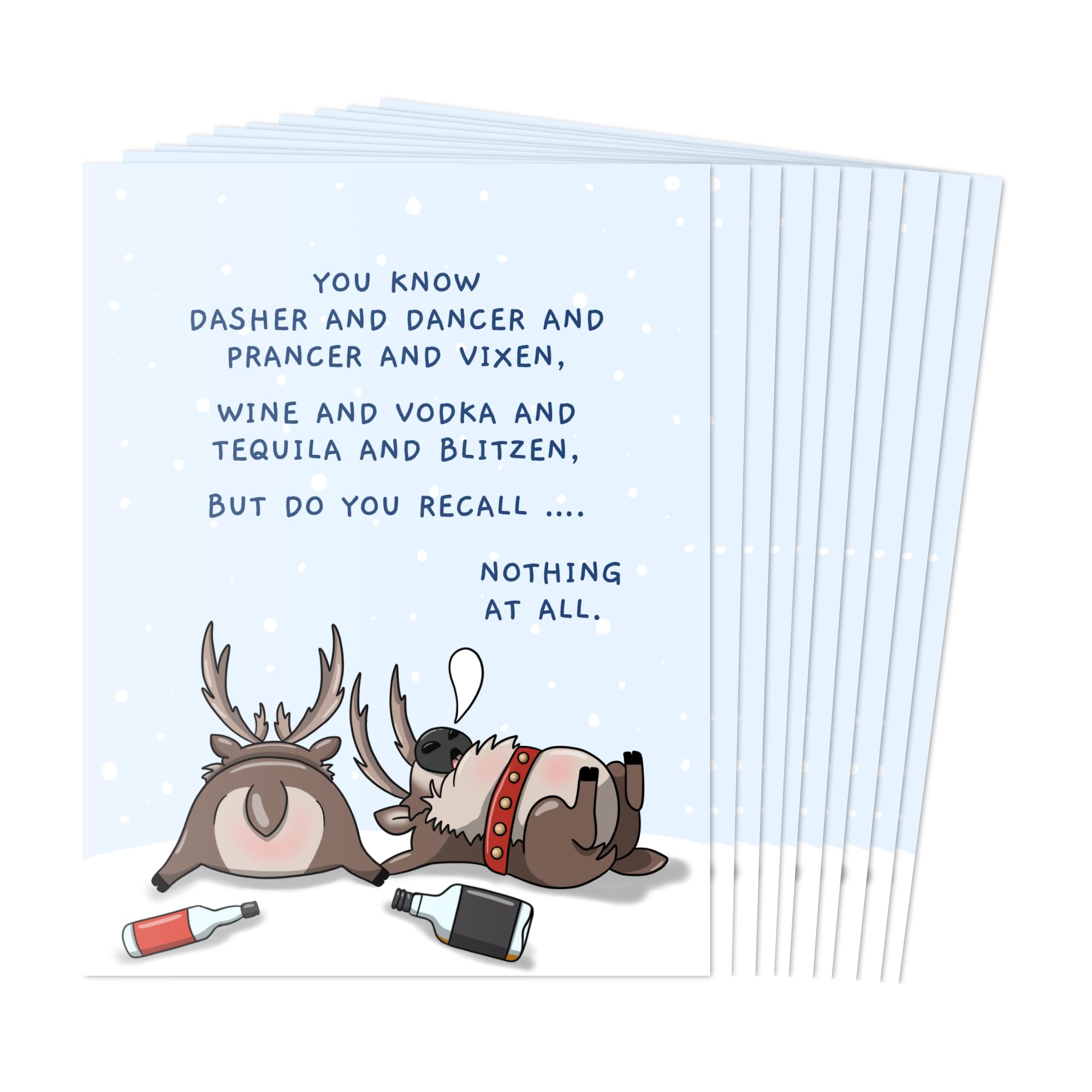 Funny Christmas Card Pack – 10 Sarcastic Festive Greeting Cards, Holiday Multipack, Blank Inside, for Friends, Family, Secret Santa, Colleagues (10 Cards Total - You Know Dasher… - 10 of same design) — image 1
