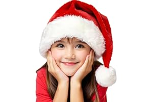 Haomaomao Christmas Hats, Santa Hat for Kids/Baby Unisex Warm Comfort Red Velvet Holiday Xmas Hat for New Year Festive Party