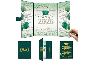 QIYANPAX Graduation Guest Book 2026, Green and Gold Graduation Decorations Class of 2026, Graduation Guest Book Alternative, 