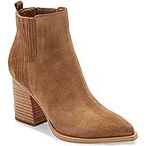 Imily Bela Womens Ankle Boots Pointed Toe Chunky Stacked Mid Heeled Faux Suede Leather Booties
