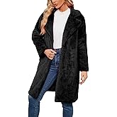 YIGAMA Womens Long Faux Fur Coats Lapel Faux fur Jacket Fluffy Coats Fuzzy Winter Jacket with Pockets