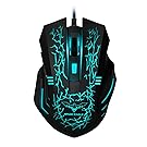 HAVIT HV-MS672 3200DPI Wired Mouse, 4 Adjustable DPI Levels, 800/1200/2400/3200DPI, 7 Circular & Breathing LED Light, 6 Buttons (Black)