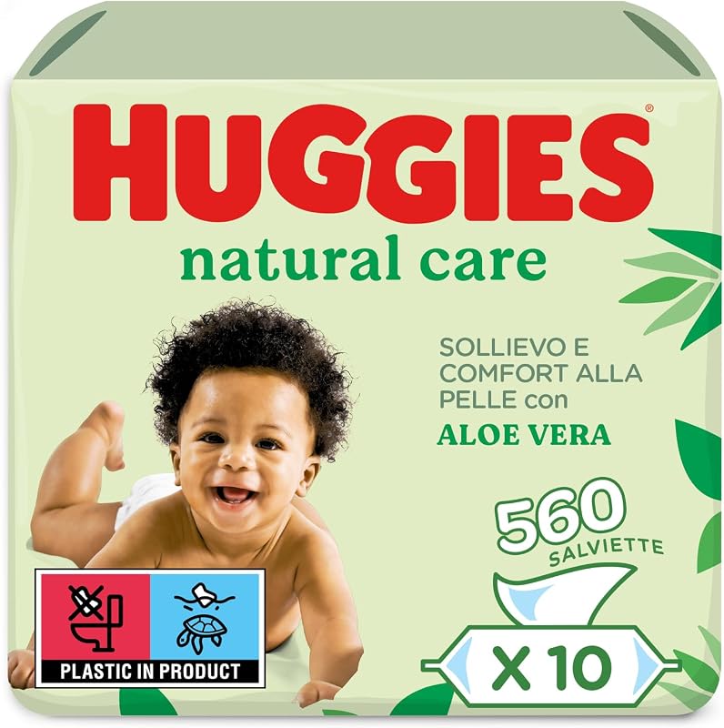 Natural Care, Salviette neonato, Dermatologicamente testate, con Aloe Vera, 70% fibre assorbenti naturali, 560 Salviette