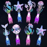 36Pcs Mermaid LED Finger Lights Mermaid Party Favors Glow in the Dark Light Up Finger Lights Ocean Themed Toys Bulk for Under The Sea Birthday Party Goodie Bag Stuffer Birthday Gifts Classroom Prize