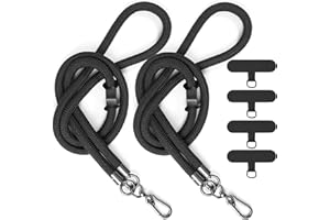 YICHEEY 2 x Phone Lanyard + 4 x Phone Tether Tab, Soft Nylon Crossbody Thick Rope Cell Phone Lanyards Phone Strap