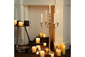 INWEDER Wedding Candelabra - Tall Gold 5 Arm Spiral Metal Candelabra, 20.9" Candle Holder, Antique Opera Centerpiece for Dinner Party, Events, Aisle Reception