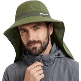 TOP-EX UPF 50+ Cooling Wide Brim Sun Hat for Men with Neck Flap, Packable | UVCoolix&trade; cooling needs no water; 3.1 in rollable shape-holding brim, 9.4 in neck coverage, six mesh eyelets, secure fit